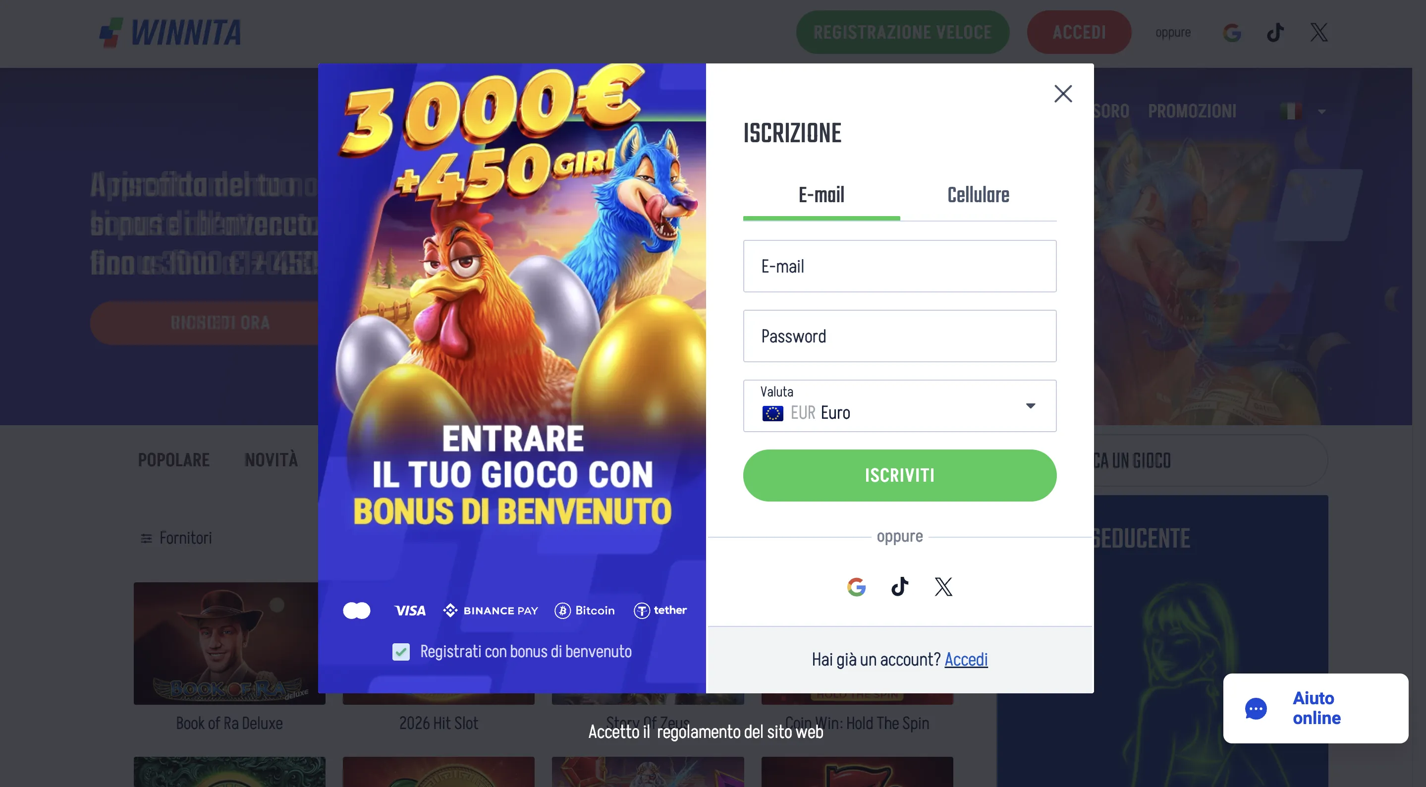Winnita Login: come completare la registrazione e creare il conto
