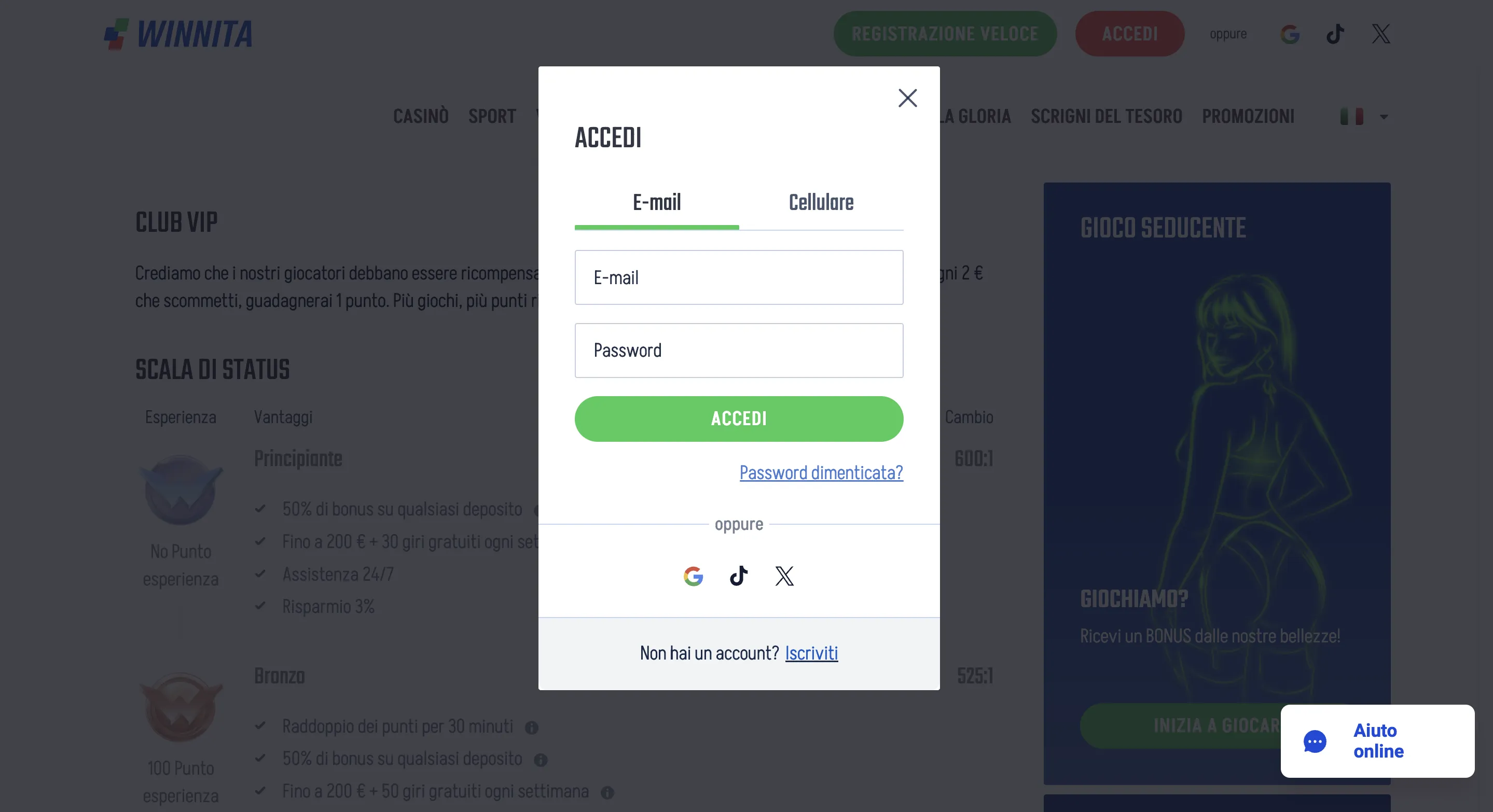 Winnita Login – accesso sicuro al conto da desktop e mobile