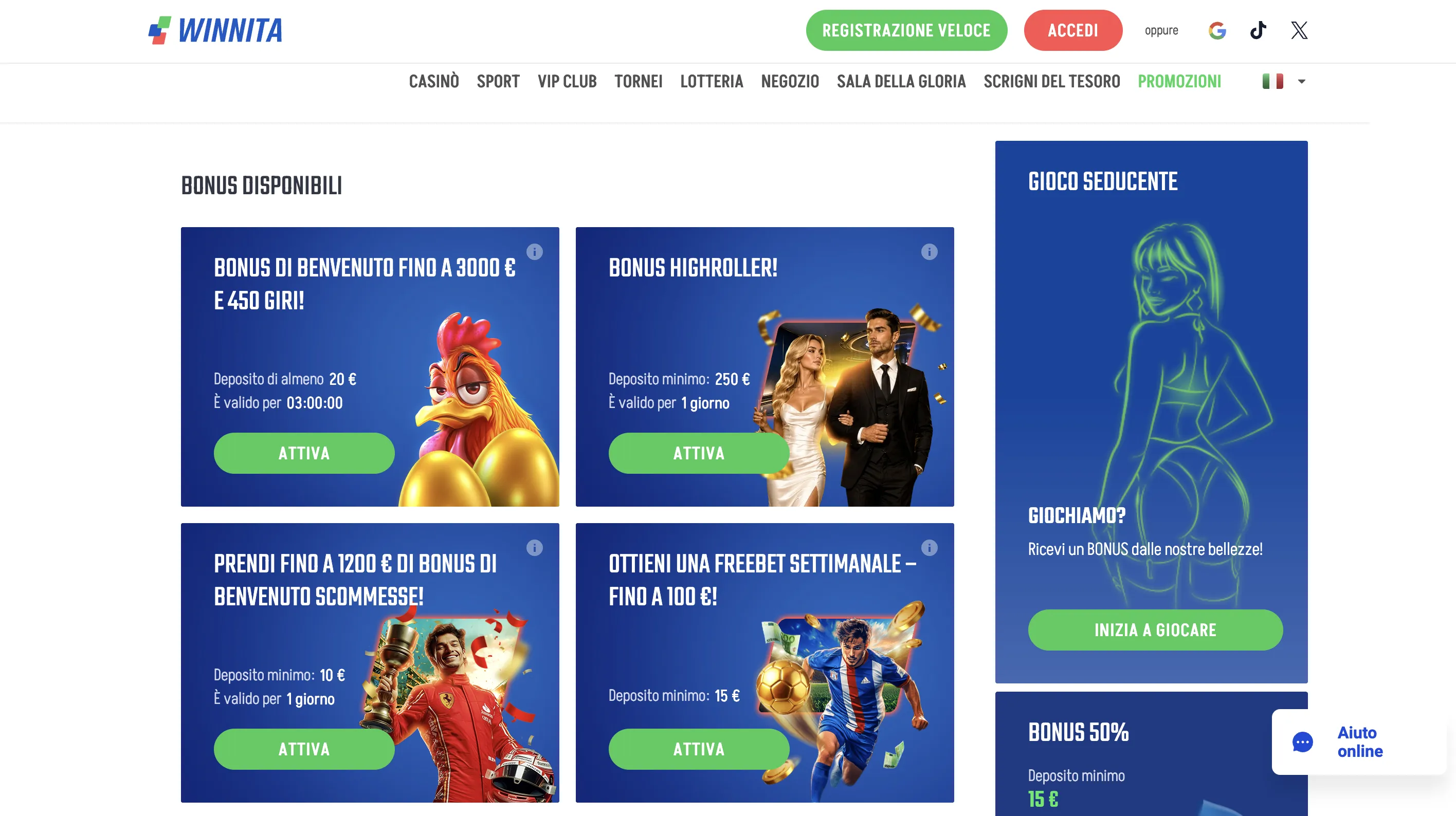 Winnita Login: accesso veloce e bonus esclusivi nell'area personale