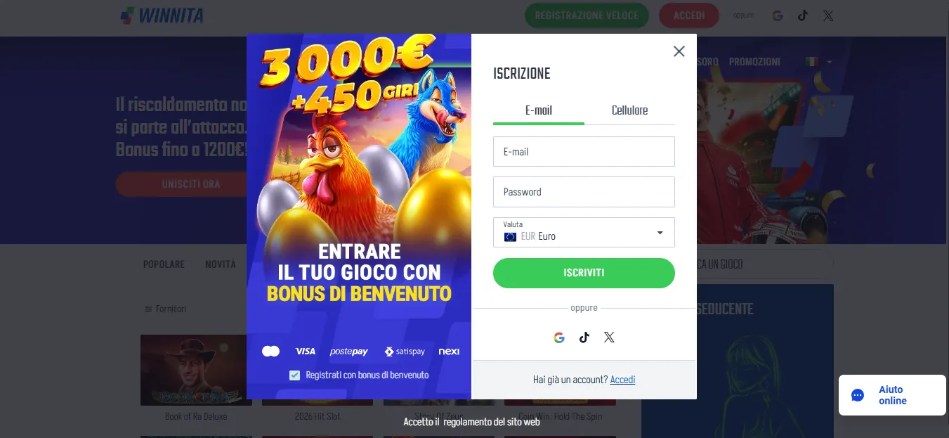 Guida alla registrazione su Winnita